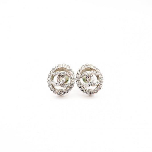 CHANEL Earrings Metal/Rhinestone Silver