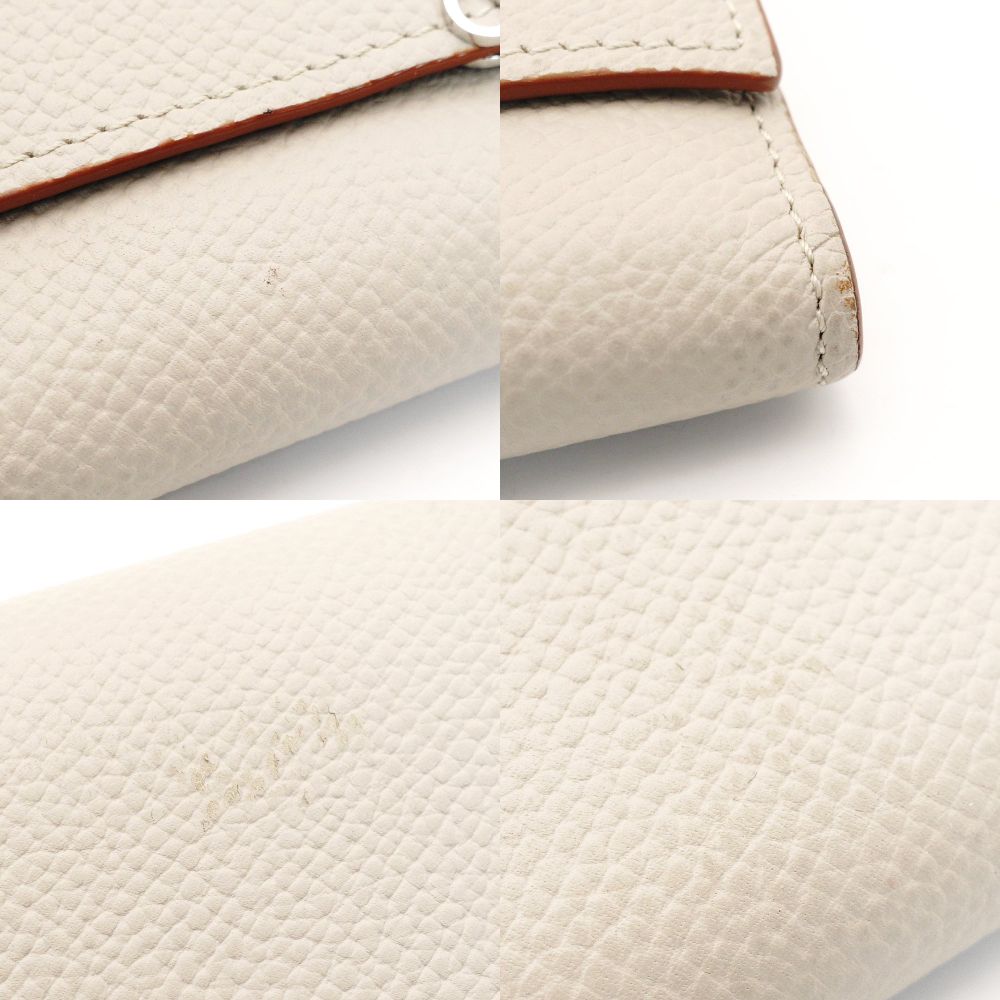 LOEWE Anagram Small Vertical Fold Wallet Compact Wallet Mini Wallet Beige Leather 7-10-430