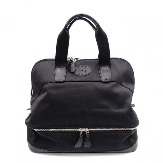 HERMES Sac de Golf Handbag, Leather/Toile Chevron, Black, Women's, Men's