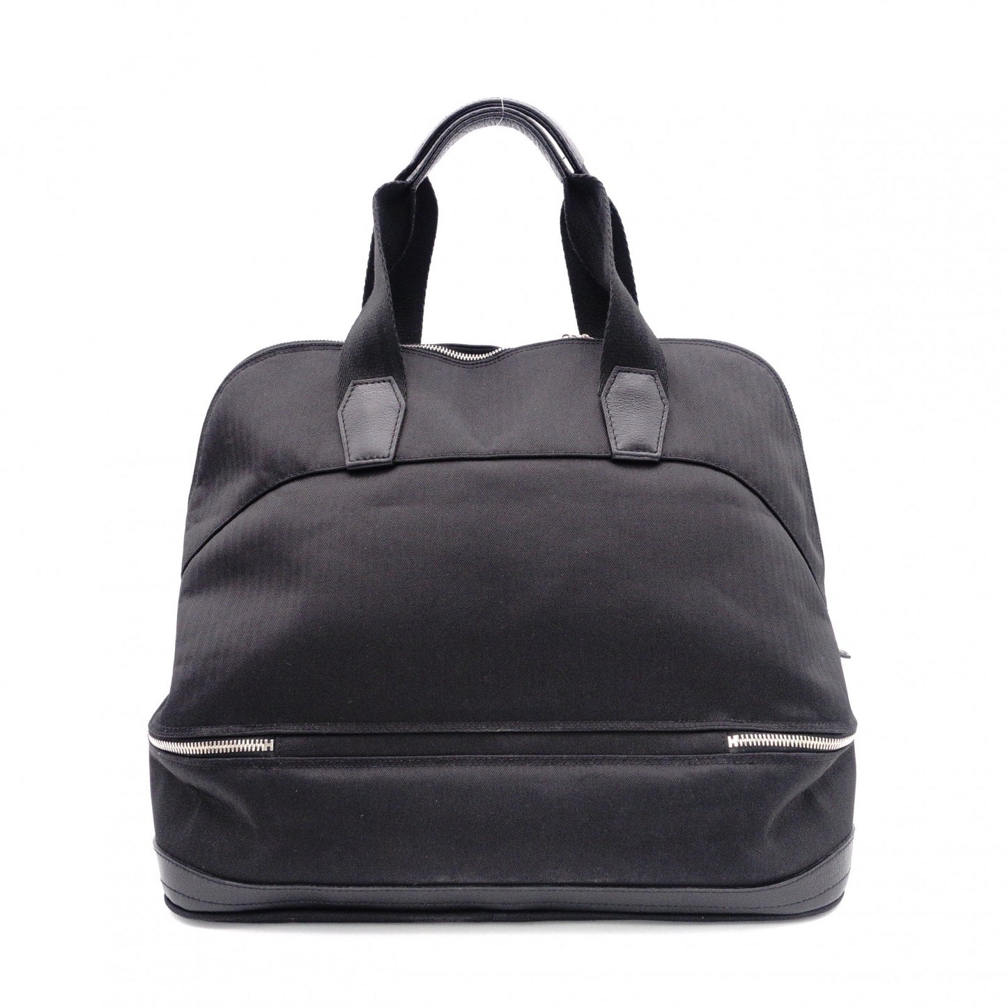 HERMES Sac de Golf Handbag, Leather/Toile Chevron, Black, Women's, Men's