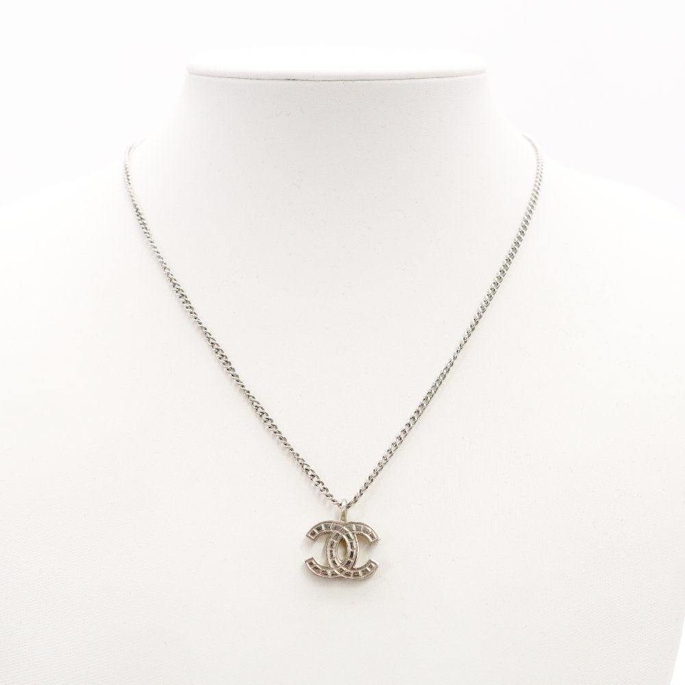 CHANEL Necklace Silver CC Logo Coco Mark