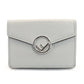 FENDI F is 8M0395 Compact Wallet Gray Leather Mini Wallet Foldable Wallet Logo 7-10-364