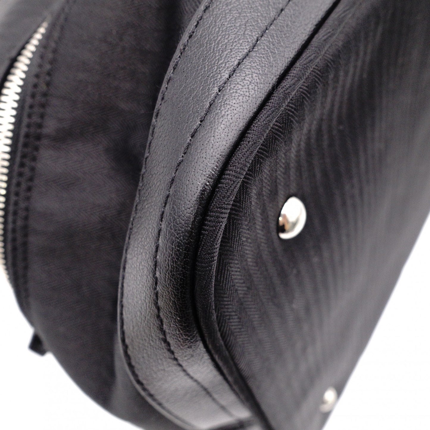HERMES Sac de Golf Handbag, Leather/Toile Chevron, Black, Women's, Men's