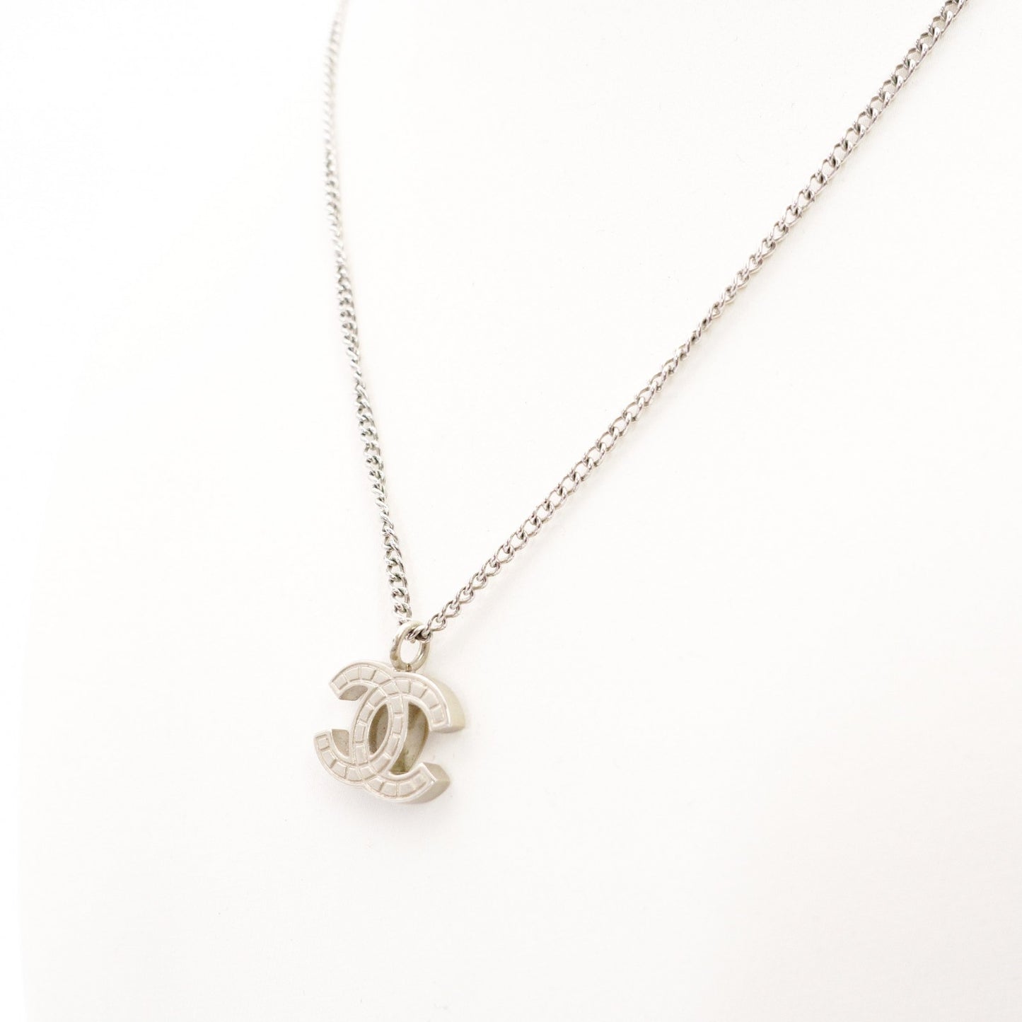 CHANEL Necklace Silver CC Logo Coco Mark