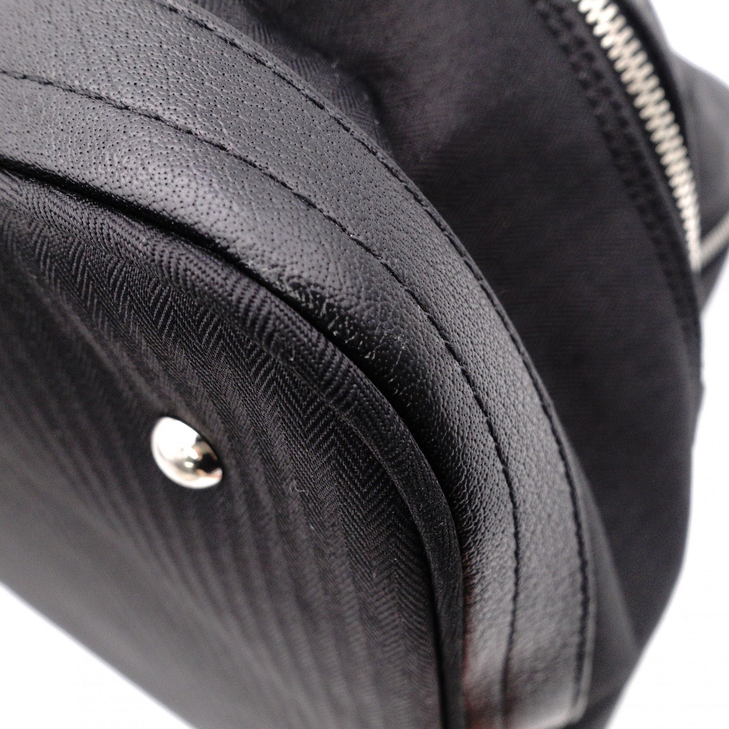 HERMES Sac de Golf Handbag, Leather/Toile Chevron, Black, Women's, Men's
