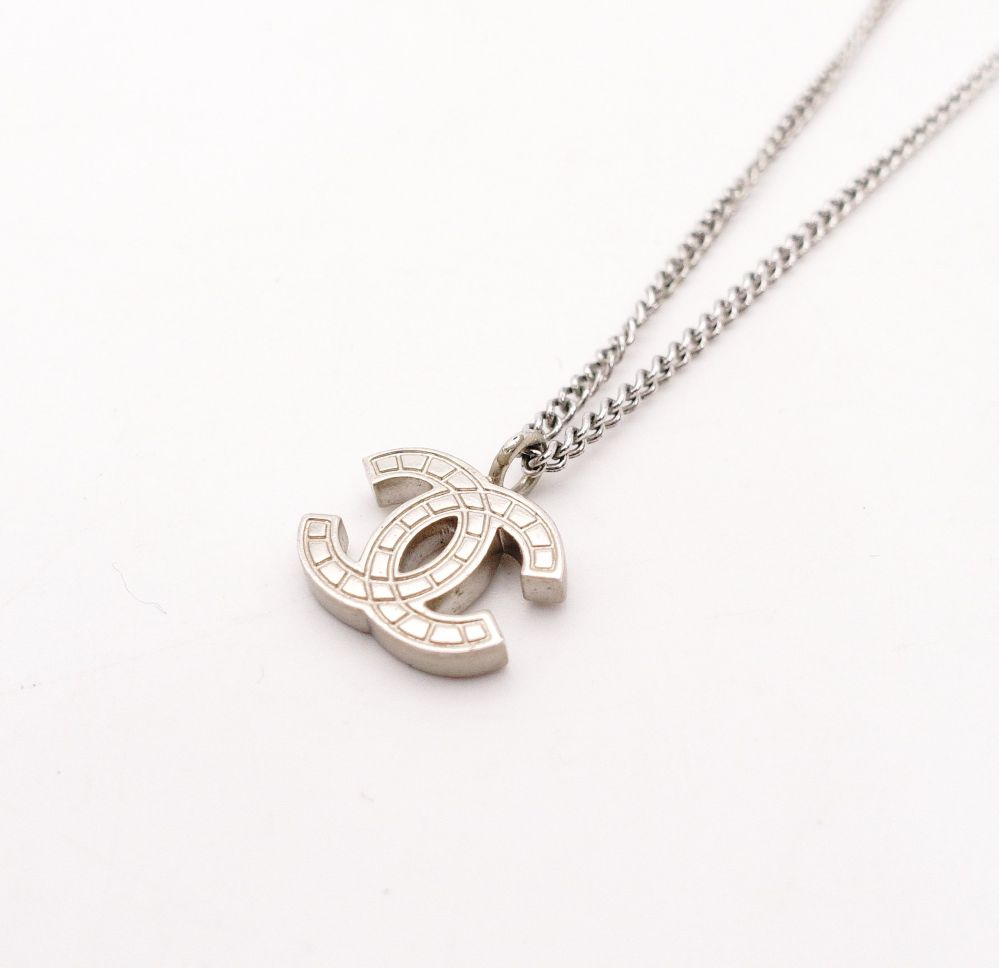 CHANEL Necklace Silver CC Logo Coco Mark
