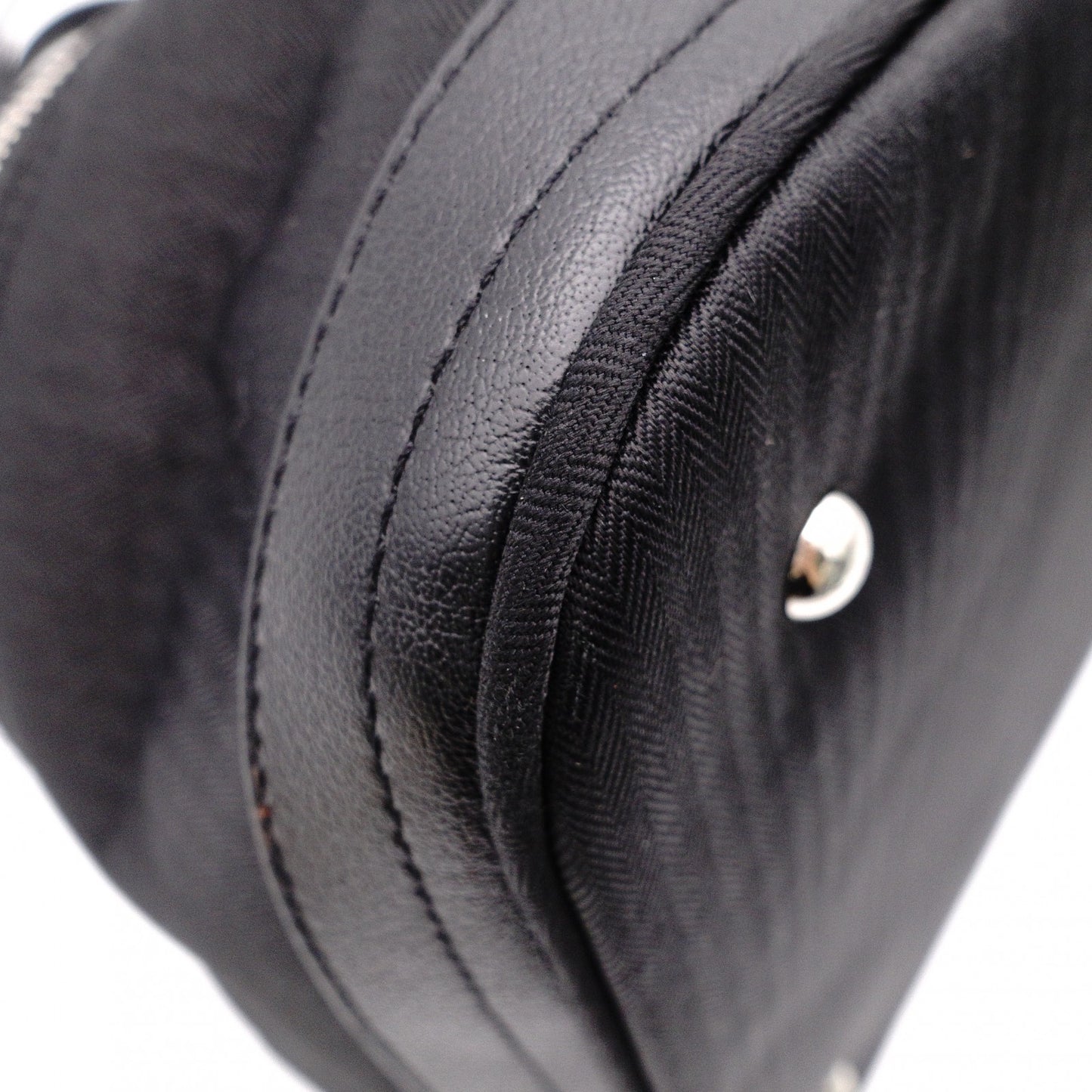HERMES Sac de Golf Handbag, Leather/Toile Chevron, Black, Women's, Men's