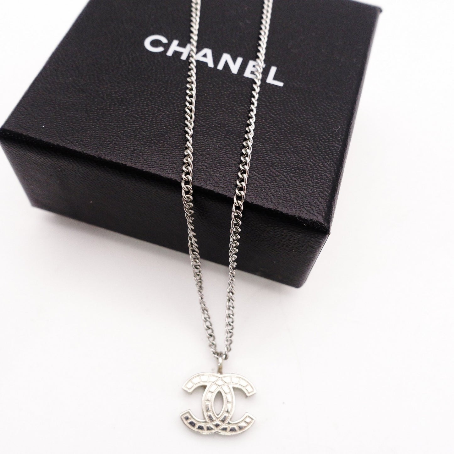 CHANEL Necklace Silver CC Logo Coco Mark