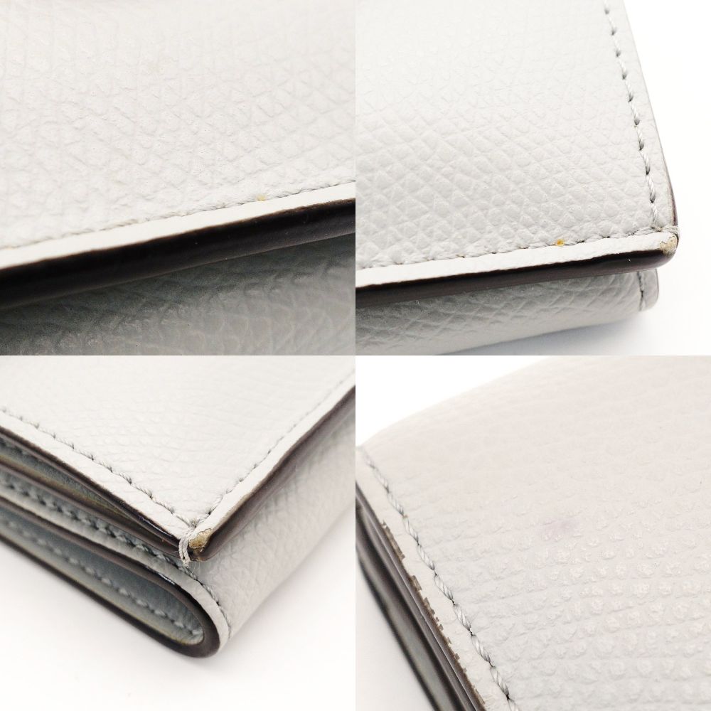 FENDI F is 8M0395 Compact Wallet Gray Leather Mini Wallet Foldable Wallet Logo 7-10-364