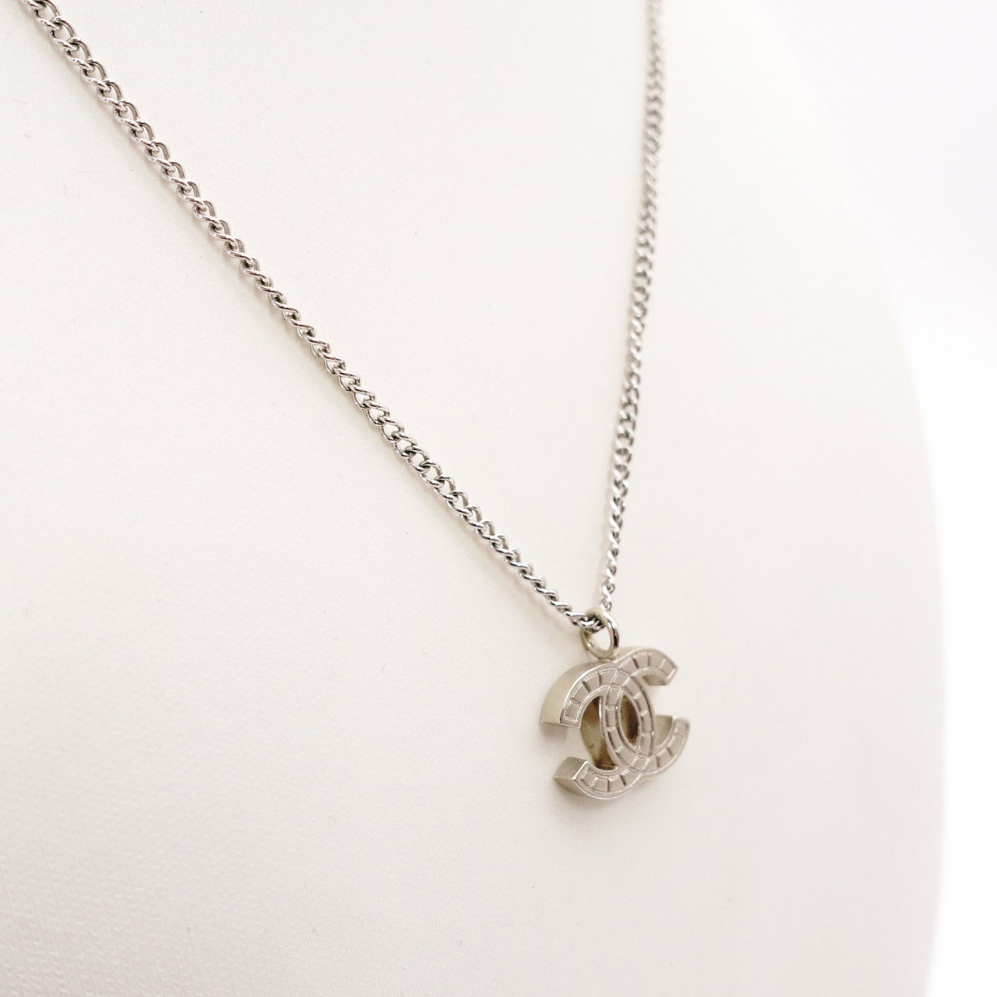CHANEL Necklace Silver CC Logo Coco Mark
