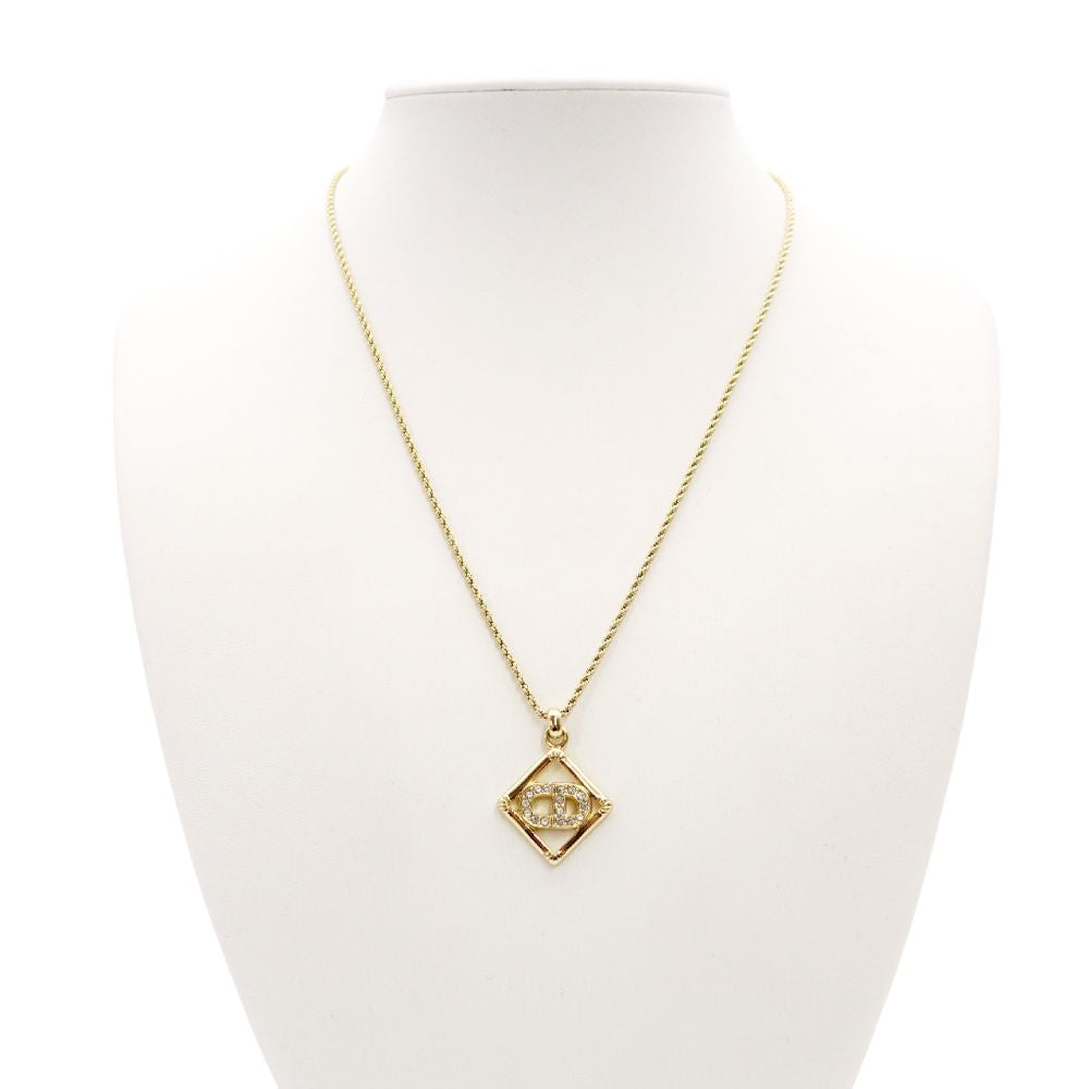 Christian Dior Necklace Gold Rhinestone