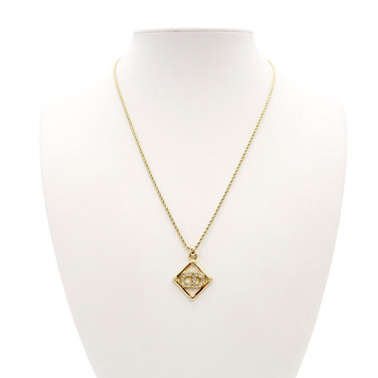 Christian Dior Necklace Gold Rhinestone