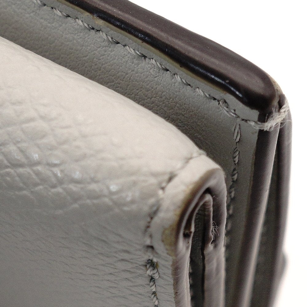 FENDI F is 8M0395 Compact Wallet Gray Leather Mini Wallet Foldable Wallet Logo 7-10-364