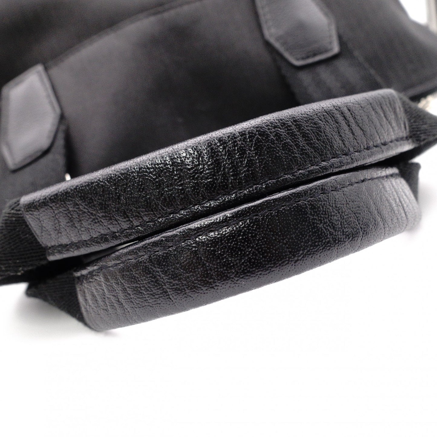 HERMES Sac de Golf Handbag, Leather/Toile Chevron, Black, Women's, Men's
