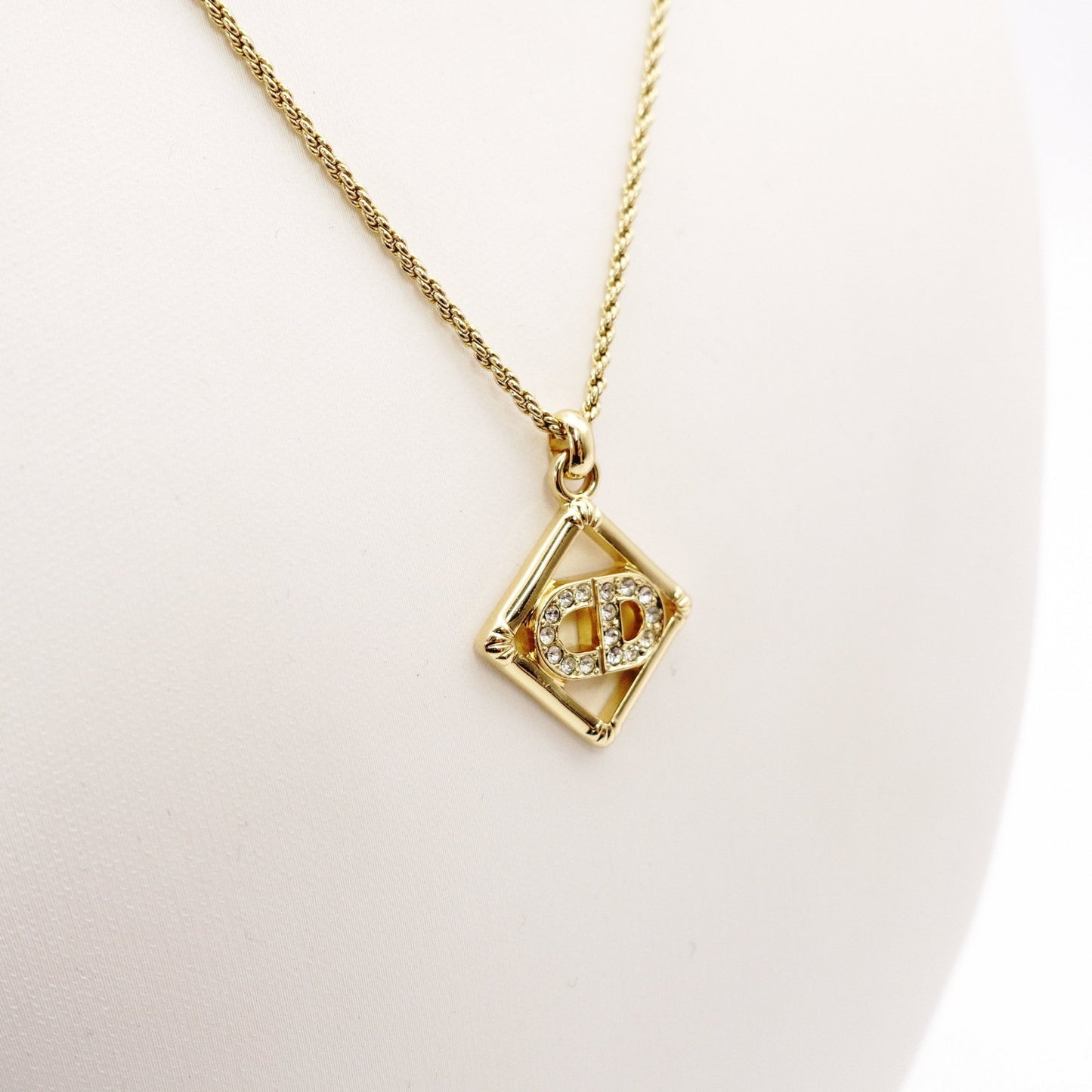 Christian Dior Necklace Gold Rhinestone