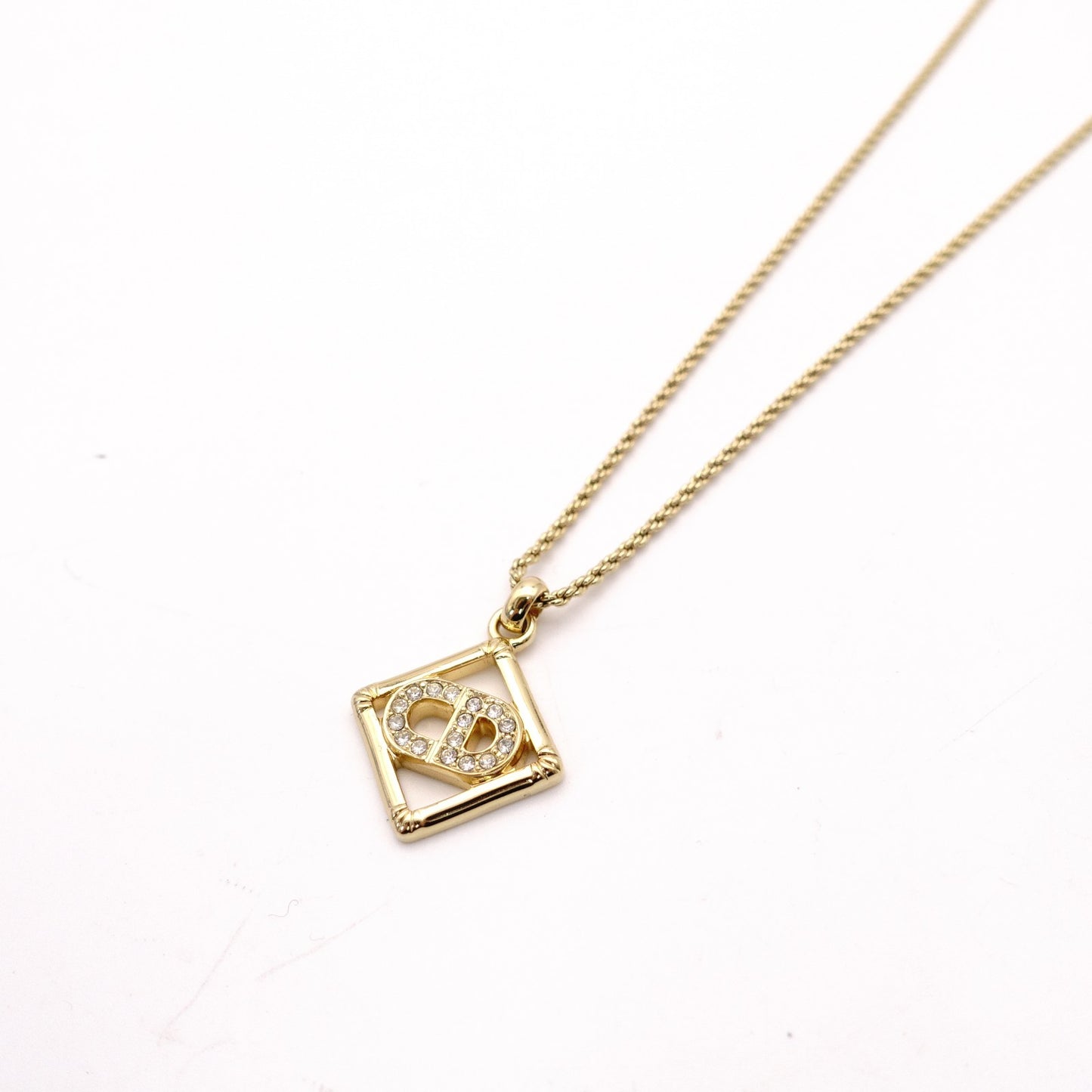 Christian Dior Necklace Gold Rhinestone
