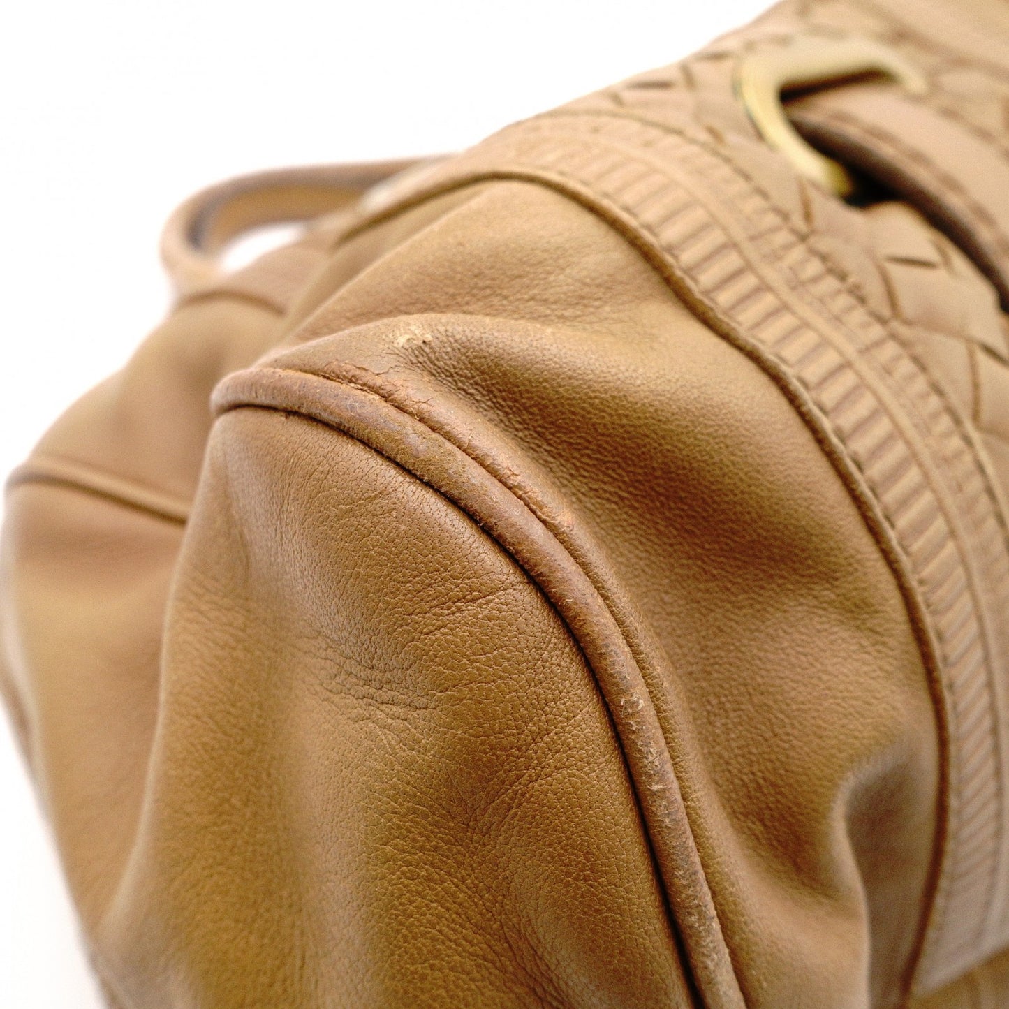 Bottega Veneta Intrecciato Handbag, Boston Bag, Leather, Brown, Women's