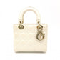 Dior Lady Dior Handbag Leather Off-White 2-Way