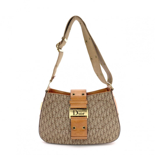 Christian Dior Trotter Street Chic Shoulder Bag, Canvas and Leather, Beige
