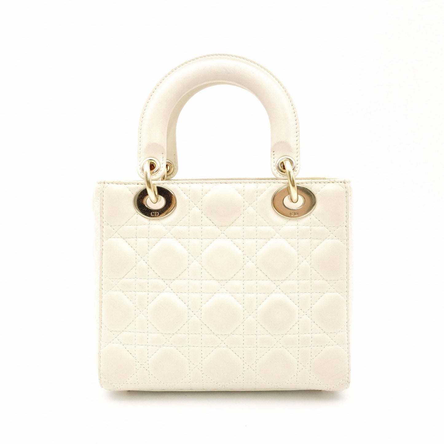 Dior Lady Dior Handbag Leather Off-White 2-Way