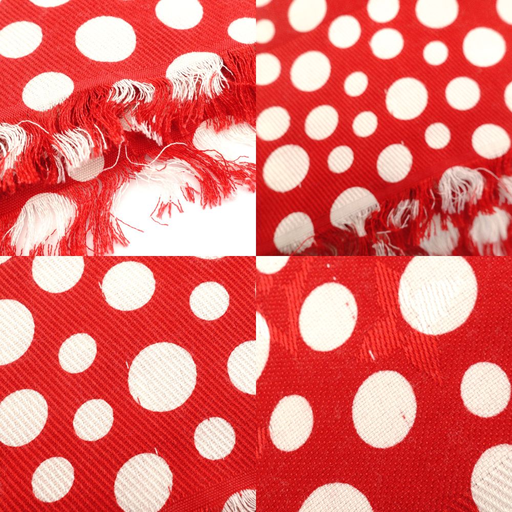 LOUIS VUITTON Yayoi Kusama Stole Silk Wool Red × White Oversized Scarf 7-10-560