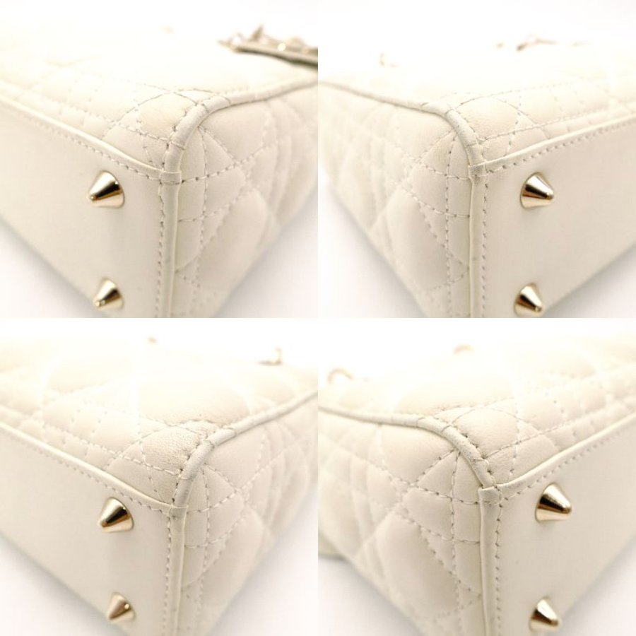 Dior Lady Dior Handbag Leather Off-White 2-Way