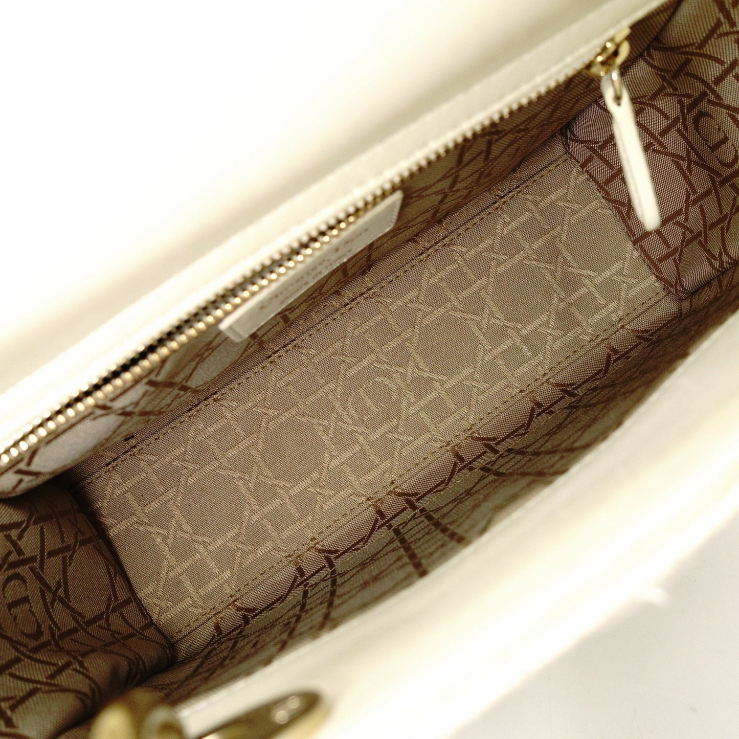 Dior Lady Dior Handbag Leather Off-White 2-Way