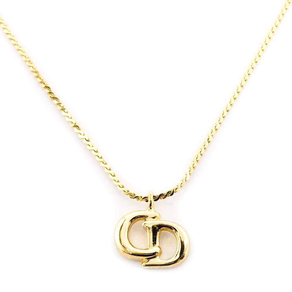 Christian Dior CD Logo Necklace Gold Approx. 4.2g Pendant 7-9-422