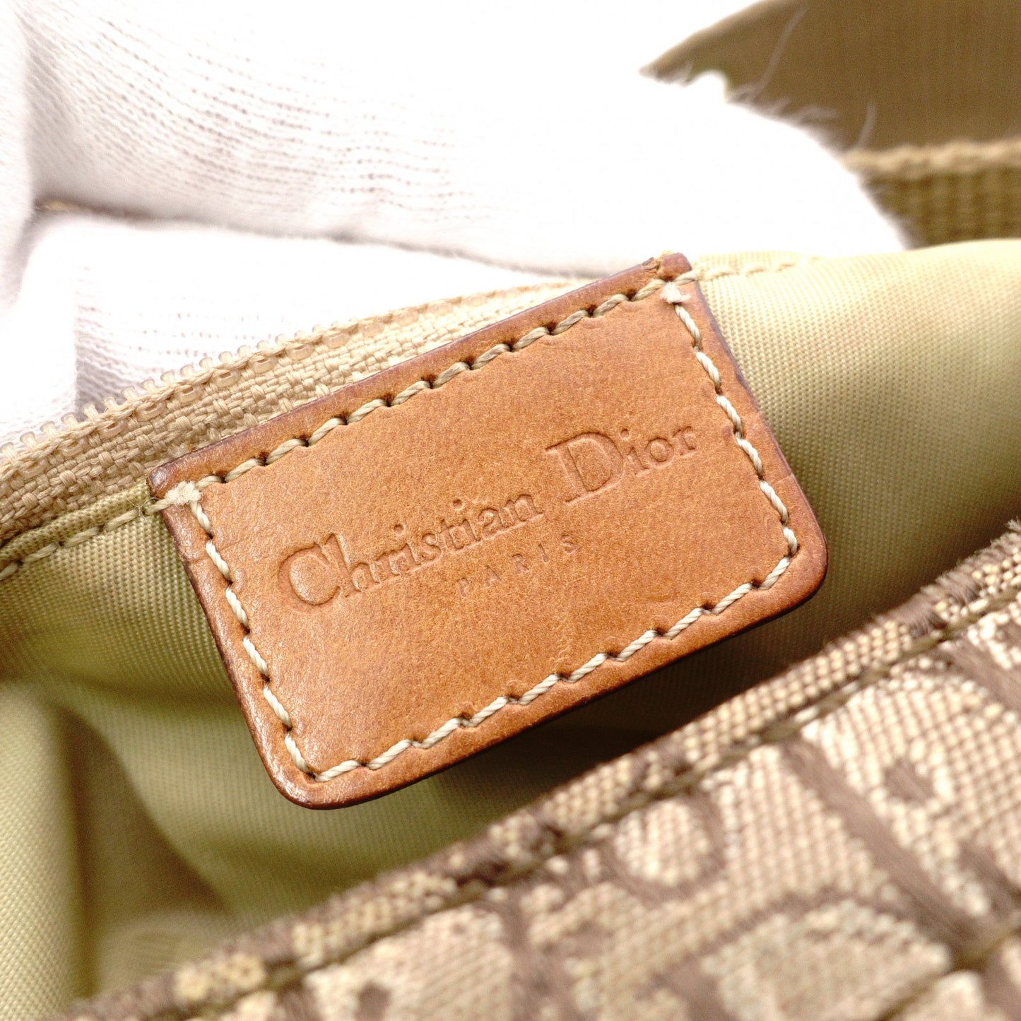 Christian Dior Trotter Street Chic Shoulder Bag, Canvas and Leather, Beige