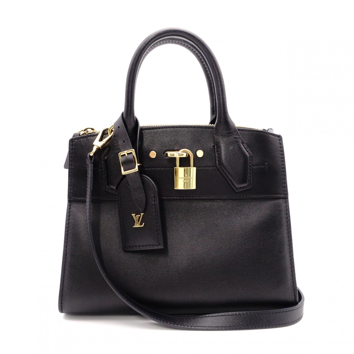 LOUIS VUITTON City Steamer Mini Handbag, 2-Way, Leather, Black, Women's