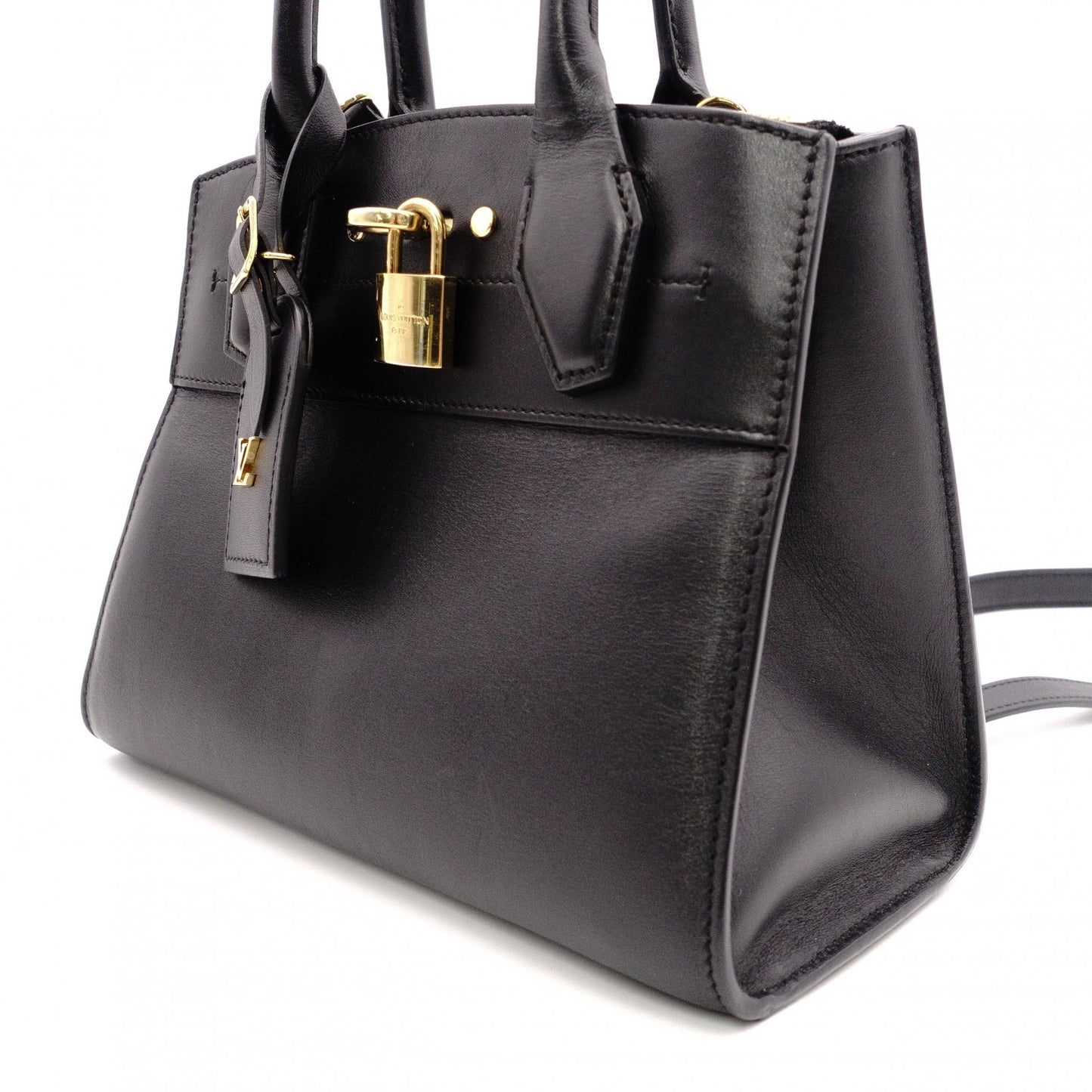 LOUIS VUITTON City Steamer Mini Handbag, 2-Way, Leather, Black, Women's