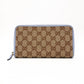 GUCCI GG Canvas Long Wallet Canvas Beige × Blue Wallet