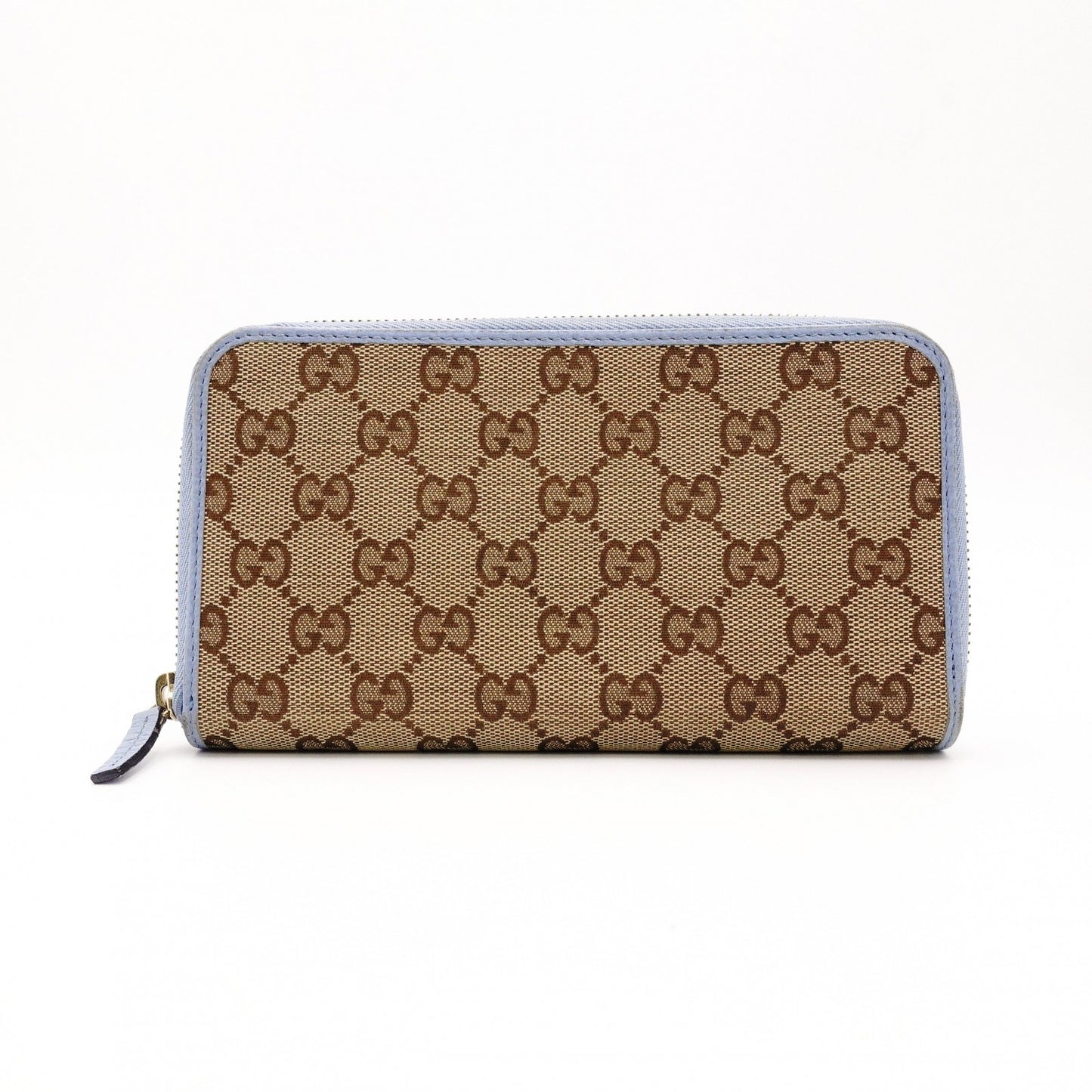 GUCCI GG Canvas Long Wallet Canvas Beige × Blue Wallet