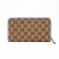 GUCCI GG Canvas Long Wallet Canvas Beige × Blue Wallet