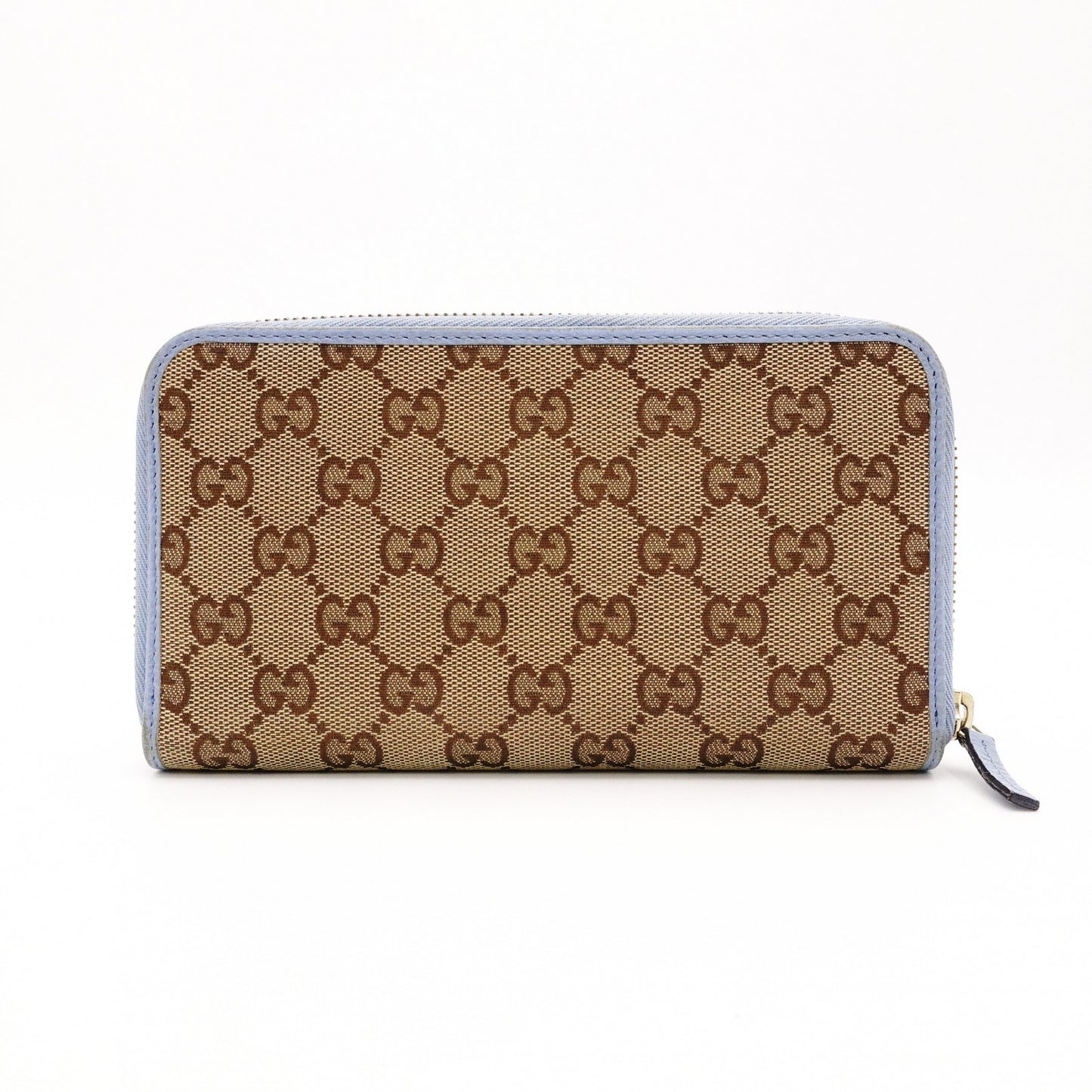 GUCCI GG Canvas Long Wallet Canvas Beige × Blue Wallet