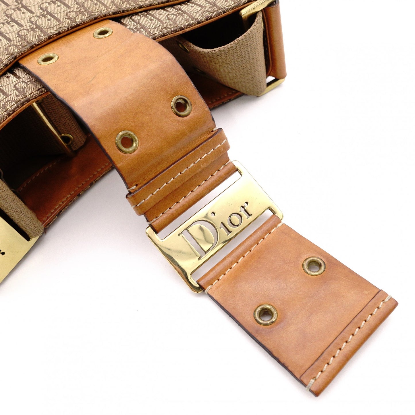 Christian Dior Trotter Street Chic Shoulder Bag, Canvas and Leather, Beige