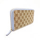GUCCI GG Canvas Long Wallet Canvas Beige × Blue Wallet