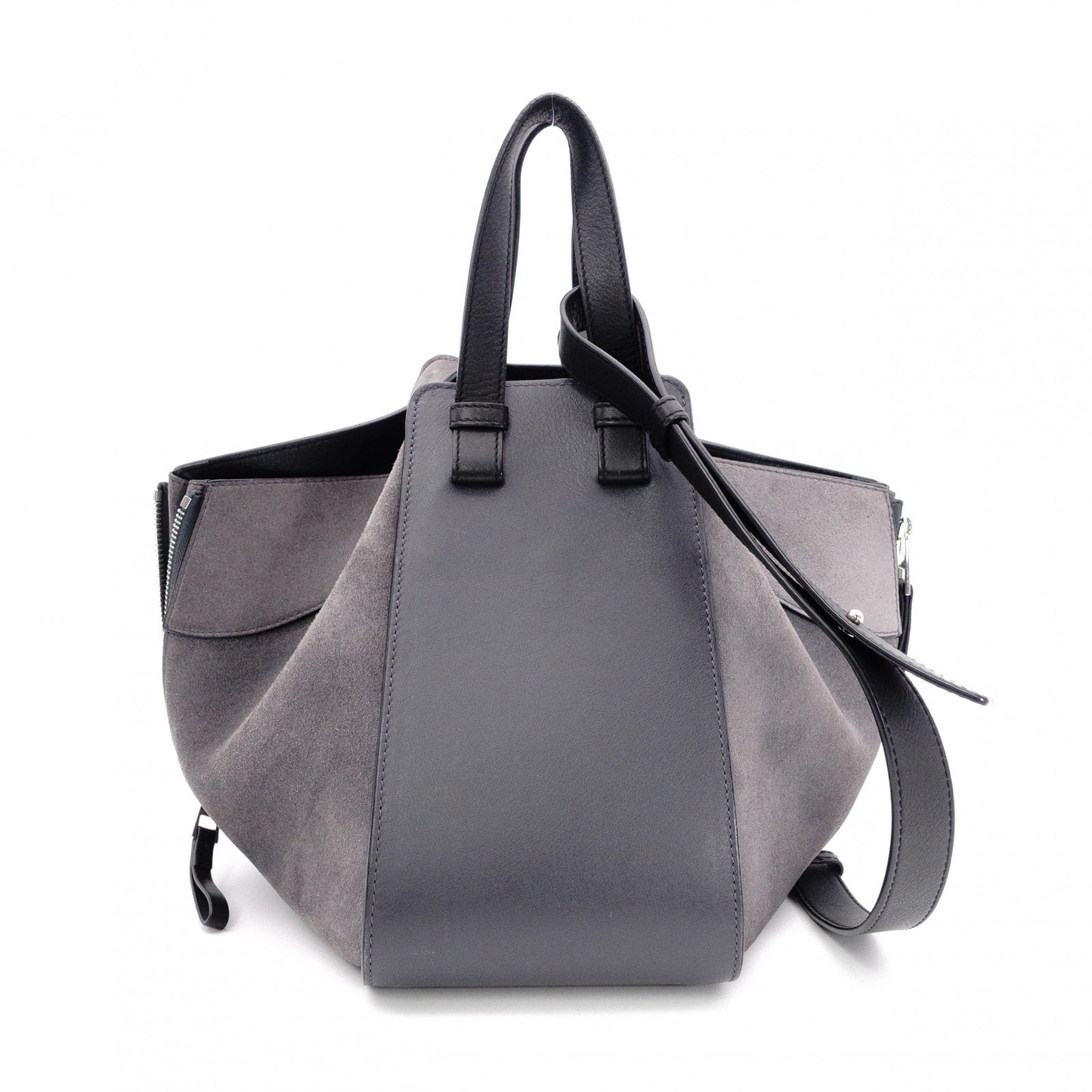 LOEWE Hammock Small Handbag, Leather and Suede, Gray, 2-Way