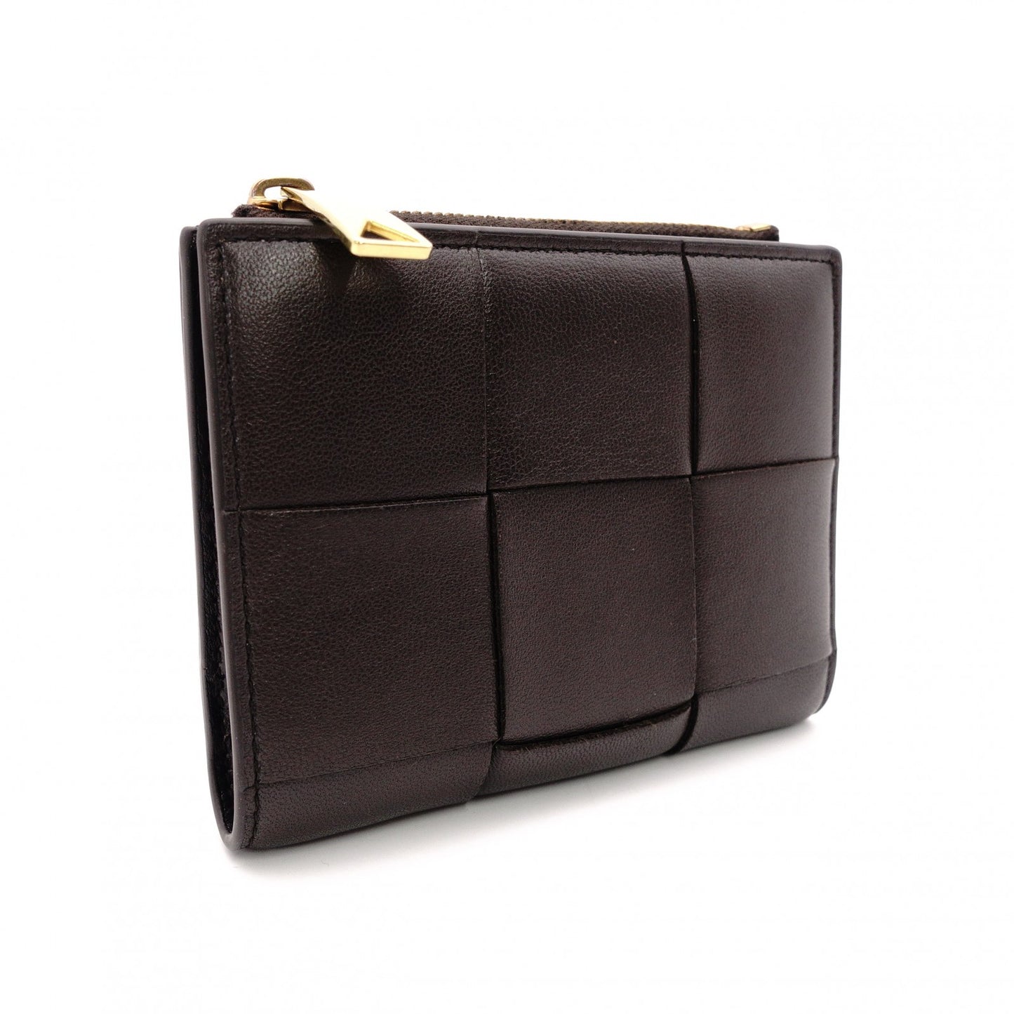 Bottega Veneta Maxi Intrecciato Bifold Wallet, Leather, Brown