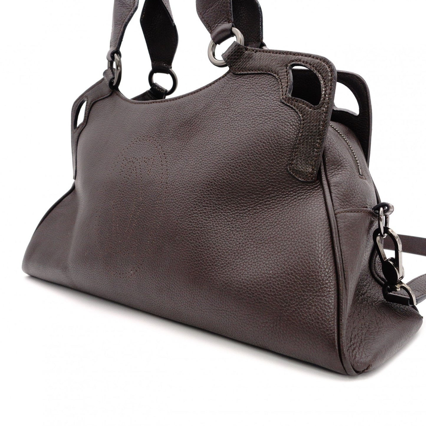CARTIER Marcello de Cartier Tote Bag, Leather, Brown, 2-Way, Silver Hardware