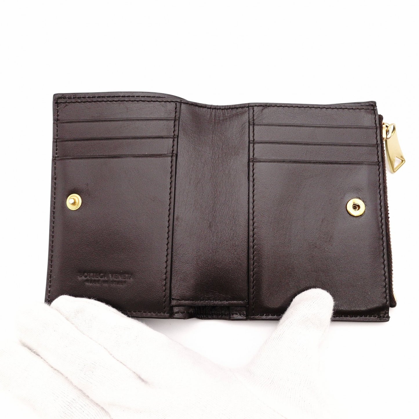 Bottega Veneta Maxi Intrecciato Bifold Wallet, Leather, Brown