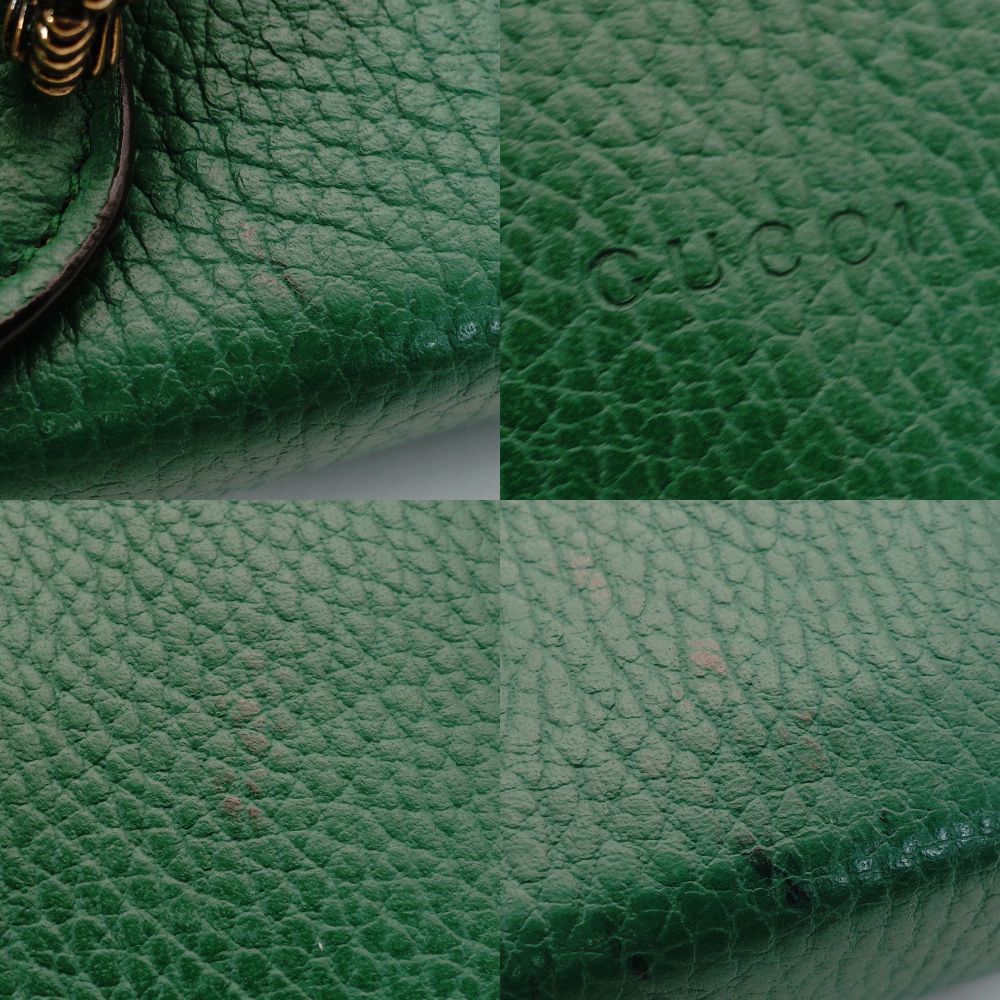GUCCI Dionysus Chain Wallet Green Leather Green Shoulder Bag Rhinestone 7-6-261