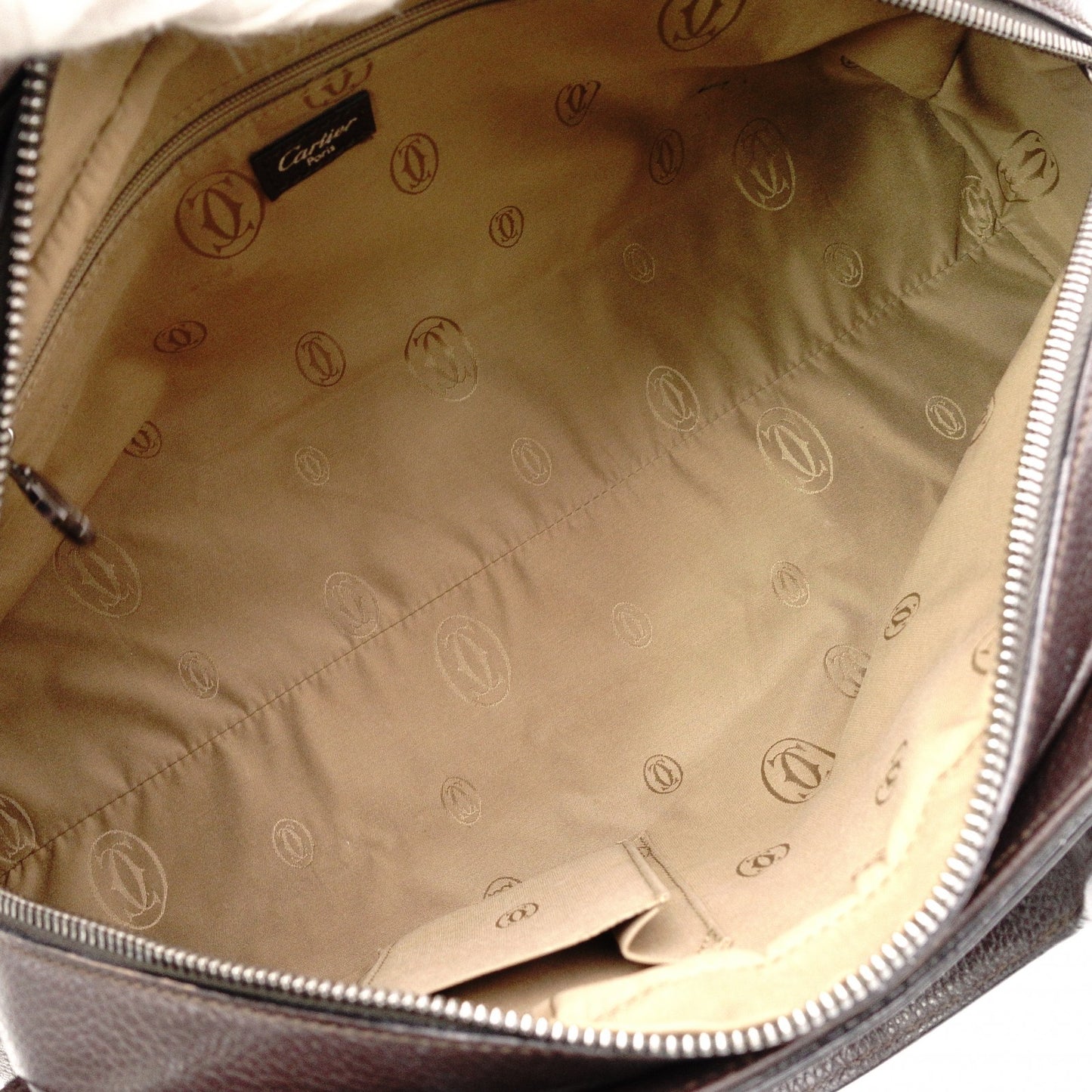 CARTIER Marcello de Cartier Tote Bag, Leather, Brown, 2-Way, Silver Hardware