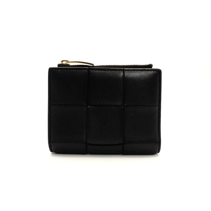 BOTTEGA VENETA Wallet Intrecciato Black Leather Bifold Black 7-7-893