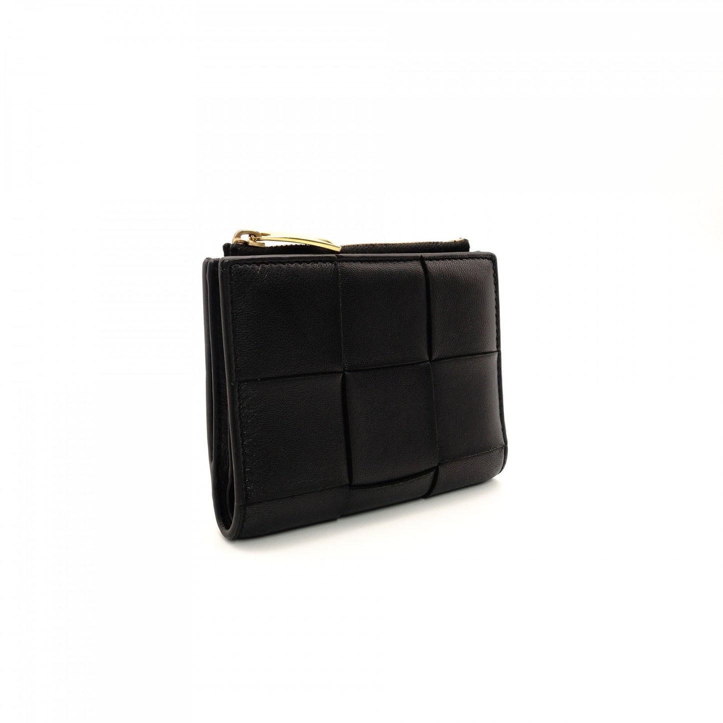BOTTEGA VENETA Wallet Intrecciato Black Leather Bifold Black 7-7-893