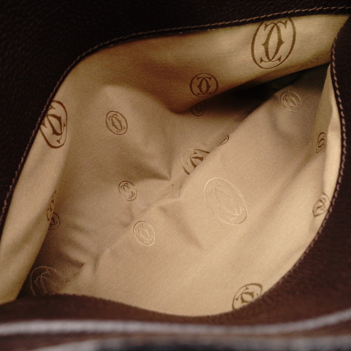 CARTIER Marcello de Cartier Tote Bag, Leather, Brown, 2-Way, Silver Hardware