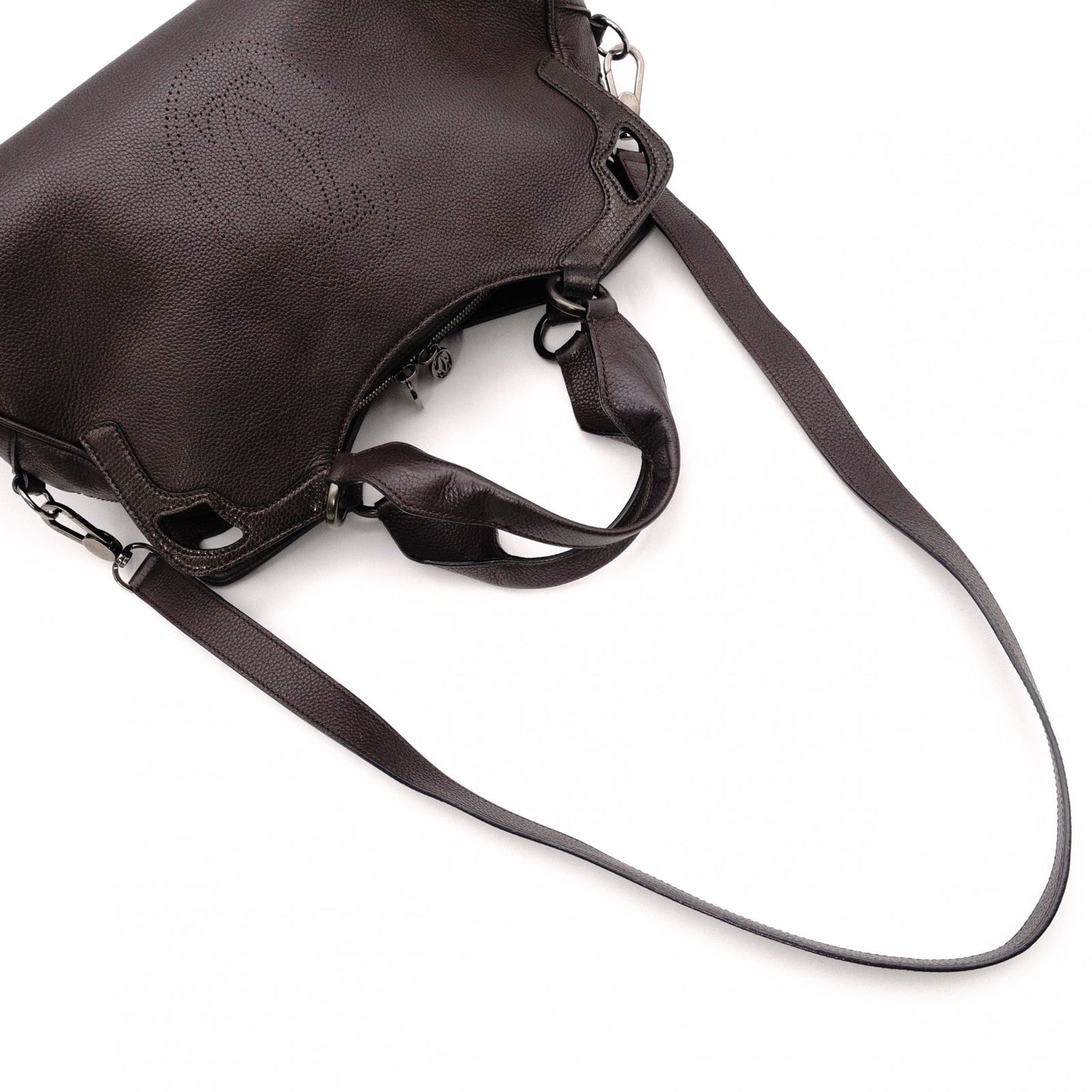 CARTIER Marcello de Cartier Tote Bag, Leather, Brown, 2-Way, Silver Hardware