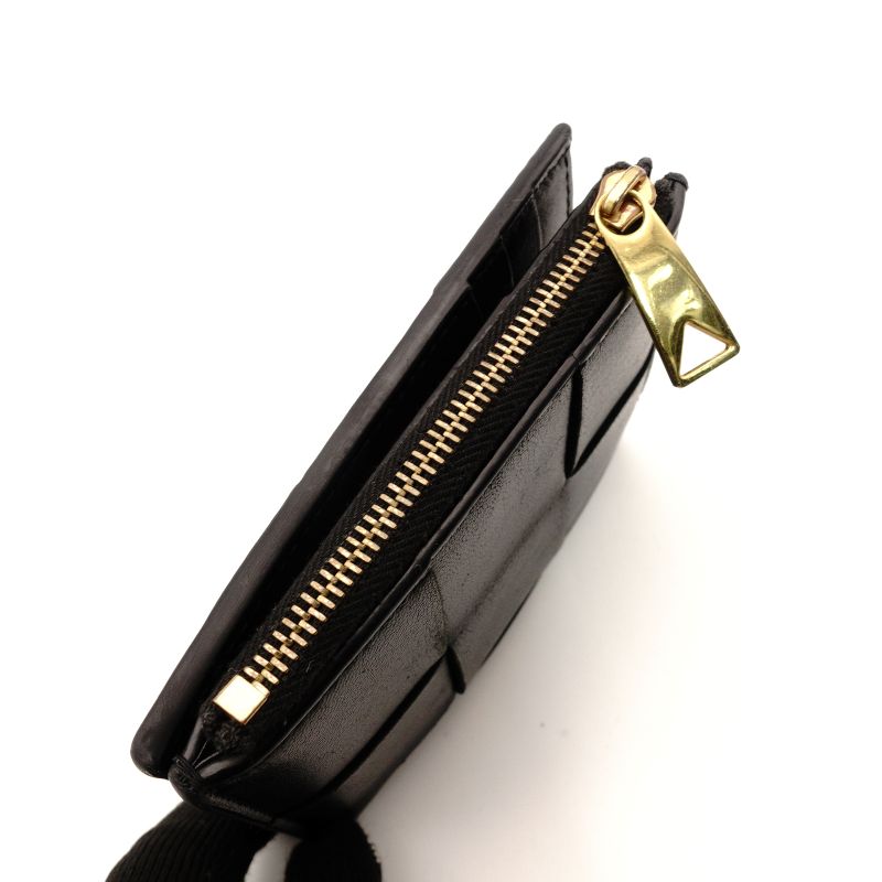 BOTTEGA VENETA Wallet Intrecciato Black Leather Bifold Black 7-7-893