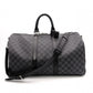 LOUIS VUITTON Boston Bag, PVC and Leather, Gray, Men's, Travel, Damier Graphite
