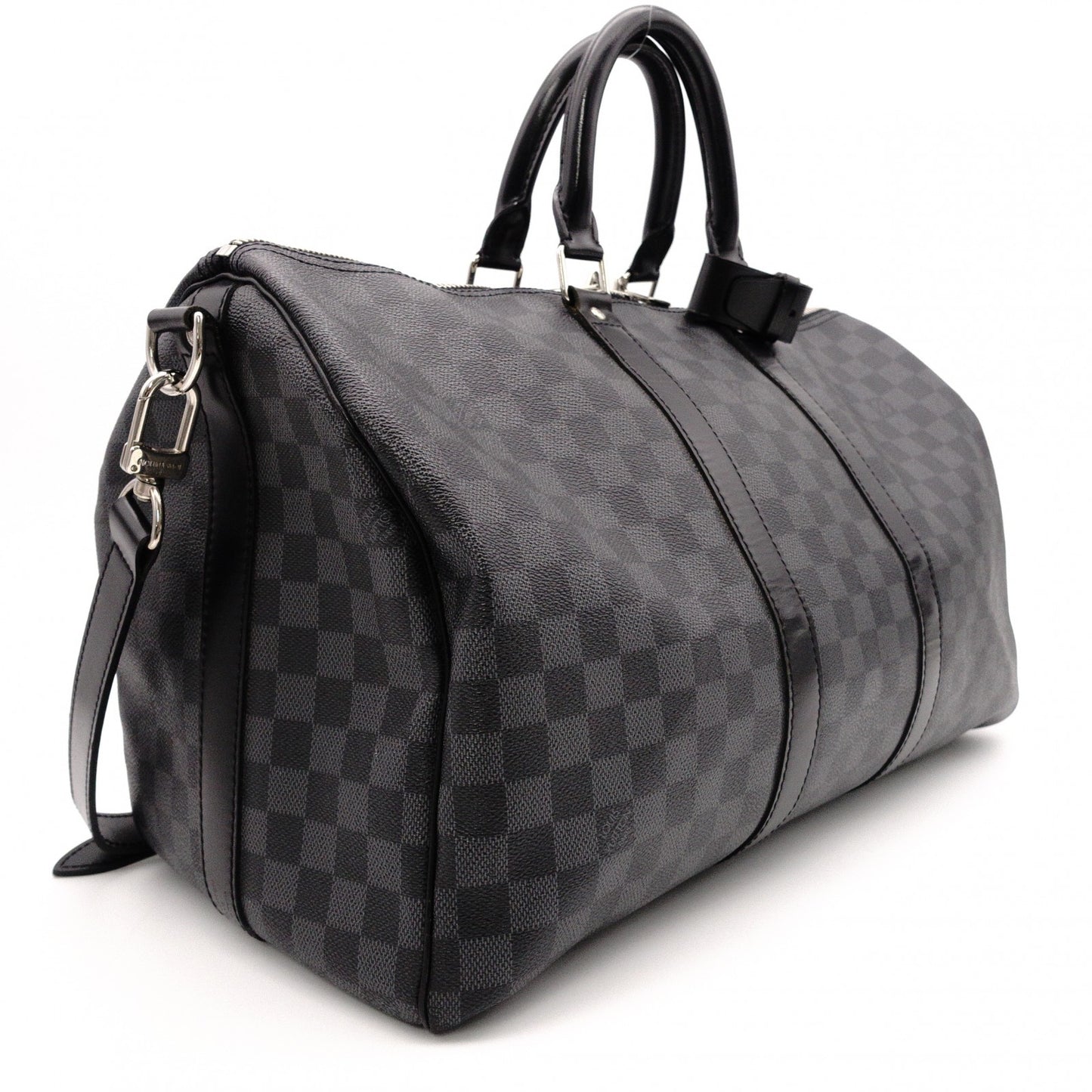 LOUIS VUITTON Boston Bag, PVC and Leather, Gray, Men's, Travel, Damier Graphite